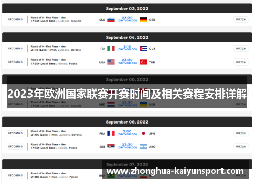 2023年欧洲国家联赛开赛时间及相关赛程安排详解