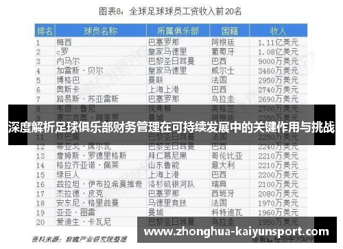 深度解析足球俱乐部财务管理在可持续发展中的关键作用与挑战